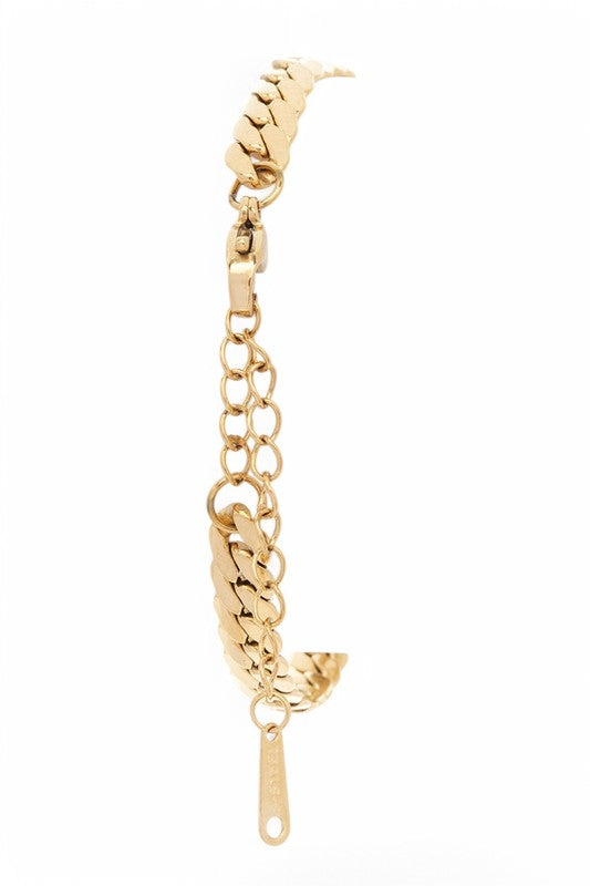 Stainless Steel Open Heart Charm Bracelet