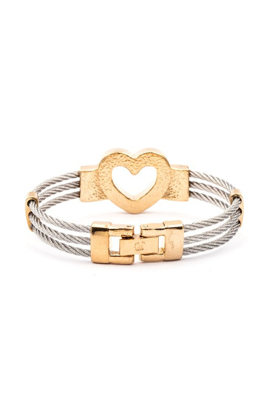 Heart Charm Kid Size Stainless Steel Bracelet