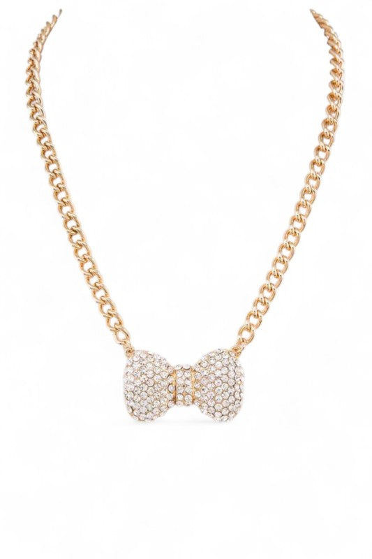 Crystal Bow Iconic Pendant Necklace